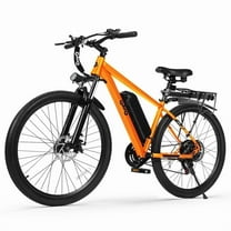 Qlife Electric Bike for Adults - 21-Speed Mountain Lightweight Ebike with Peak 750W 20MPH Brushless Motor, 26X2.1 Tire Step Over E-MTB(Orange) with Fender & Rear Rack