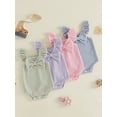 thumbnail image 3 of AceBaby Baby Girl 95% Cotton Bow Striped Waffle Bodysuit Soft Newborn Clothes for Age 0-18M, 3 of 9