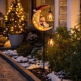thumbnail image 6 of Christmas Snowman Moon Solar Stake Lights 33.5in Garden Lawn Waterproof Metal Decorative Lights, Outdoor Hanging Lantern for Backyard Lawn Patio, 6 of 6