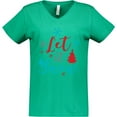 thumbnail image 3 of Inktastic Let It Snow, Snowflakes, Christmas - Red Blue Gray Women's V-Neck T-Shirt, 3 of 5