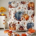 thumbnail image 3 of Shower Curtain 72"W x 84"L Vintage Pumpkins Fall Autumn Leaves Fabric Shower Curtains Set with Hooks Water Repellent Bathroom Curtains Machine Washable Bathroom Accessories, 3 of 6