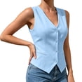 thumbnail image 5 of Tqcoqu Womens Stretchy Knit Blazer Vest Tops, V-Neck Sleeveless Button Down Suit Vest for Business Casual Outfits, 5 of 7
