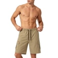 thumbnail image 2 of Besolor Cargo Shorts for Men Wide Leg Elastic Waisted Drawstring Lightweight Outdoor Casual Workout Running Shorts with Pockets(Medium,Khaki), 2 of 5