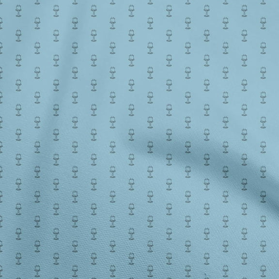 oneOone Georgette Viscose Light Blue Fabric Retro Minimal Candle Dress Material Fabric Print Fabric By The Yard 42 Inch Wide