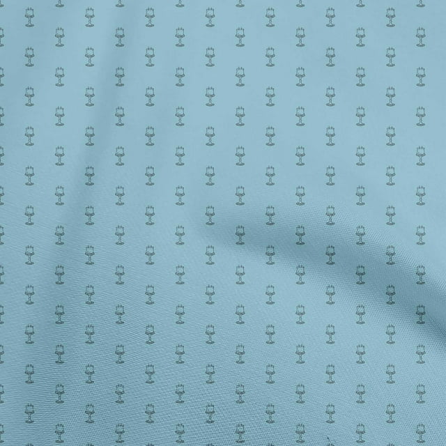 oneOone Tissu Viscose Georgette Bleu Clair Rétro Minimal Bougie Matériel de Robe Tissu Imprimé Tissu au Mètre 42 Pouces de Large