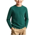 thumbnail image 2 of Spazoro Boys Long Sleeve T-Shirt with Crew Neck, Breathable Stretchy Striped Lightweight Casual Tee Shirts for Daily Wear Green Size 11-14, 2 of 6