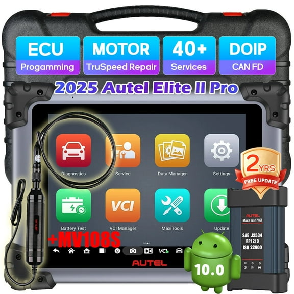 Autel MaxiSys Elite II Pro Scanner: 2025 2-Years Free Update Elite 2 Pro, J2534 Reprogramming Tool as Ultra MS908S Pro II, Motor TruSpeed Repair, 40 Reset Service w/CAN FD & Do IP, 3000  Active Test