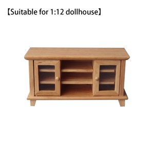 1/12 TV Cabinet Mini Cabinet de poupées enfants Maison TV Porte-table Jouet pour enfants TV Stand, Burlywood