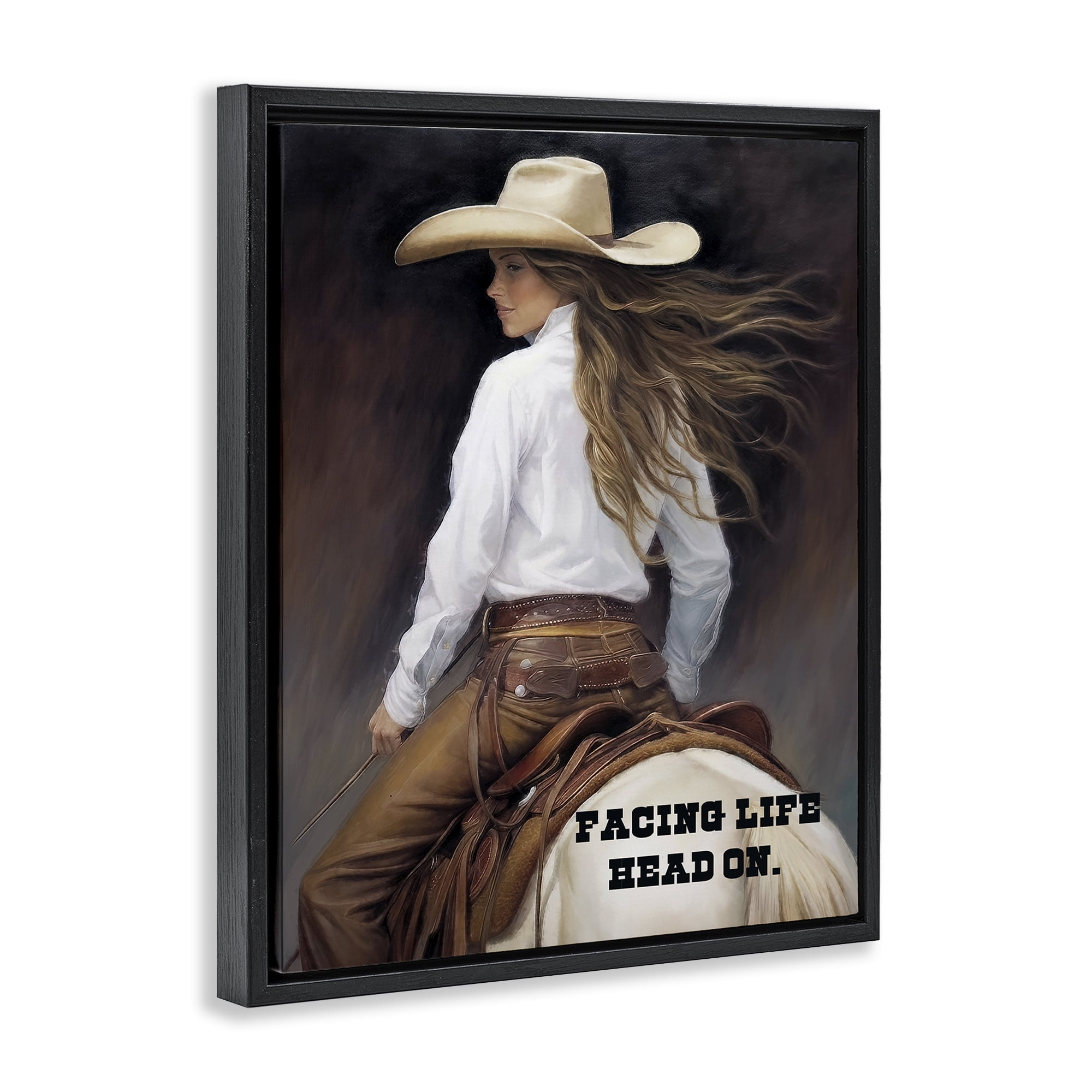 Stupell Industries Face Life Head On People Painting Black Floater Framed Canvas Art Print Wall Art, 17 x 21
