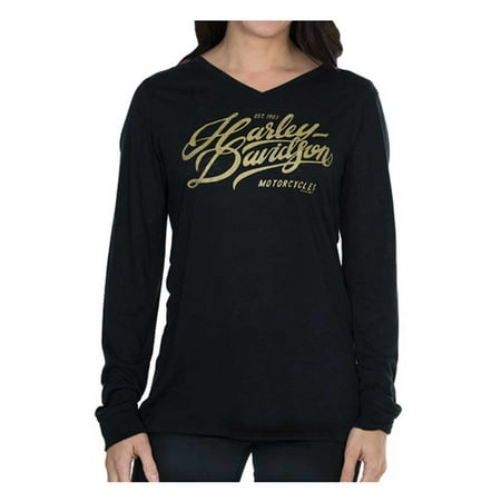 - Harley-Davidson Women's Warp Speed Metallic Ink Long Sleeve Tee - Black, Harley Davidson