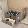 thumbnail image 3 of Smart Nightstand with Charging Station, Adjustable LED, Bluetooth Speaker, USB Ports, Fingerprint Lock, Bed Side Tables Bedroom Nightstand with Drawers for Bedroom (Dark Grey, 2-Drawer), 3 of 8
