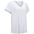 thumbnail image 5 of MIXUE Boho Tops For Women Summer Solid Color V Neck Short Sleeve Casual Soft T-shirts Outwear,White,L, 5 of 9