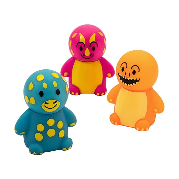 Fun Express 2 1/2" x 3" Mix & Match Multicolor Plastic Dinosaur Toys – 12 Pc.