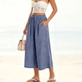 thumbnail image 4 of Admvng Women's Striped Wide Leg Elastic High Waist Pockets Culottes Copped Pants, 4 of 7