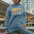 thumbnail image 2 of Cool Aunt Club, Auntie Themed, Groovy Retro Wavy Text Merch Gift, Light Blue Hooded Sweatshirt or Hoodie, Small, 2 of 5