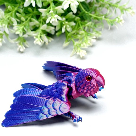 3D Printed parrot,Flexible Joint Animal lacertid Figurines,Realistic Eyes, Home Office Decor,Fidget Toy for Adults Teens Boy Festival Gifts