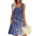 thumbnail image 1 of Ovzne Robes pour Femmes Robe Femmes Décontractée Ample Été Robe Imprimée Sans Manches Col en V Ensemble Haut/chemise Robe de Vacances Imprimée Liquidation, 1 of 6