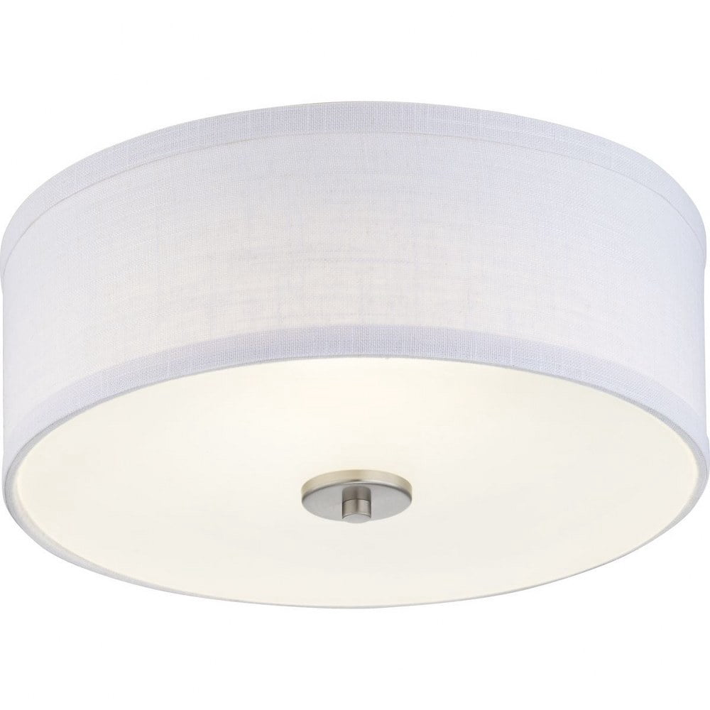 Progress Lighting Inspire Collection 1-Light LED Flush Mount in Brushed Nickel with Summer Linen Shade