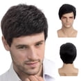 thumbnail image 2 of SGACAI Peluca corta ondulada para hombre adulto guapo, color negro natural, para fiesta de cosplay, cabello completo en capas., 2 of 6