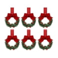 thumbnail image 1 of Light up Wreath Christmas Outdoor Light up Wreath Outdoor Front Door Wreath Christmas Springtime Wreath Wreath Form 6PCS Christmas Kitchen Cabinet Wreaths With Ribbon Mini Christmas Wreath Small, 1 of 3