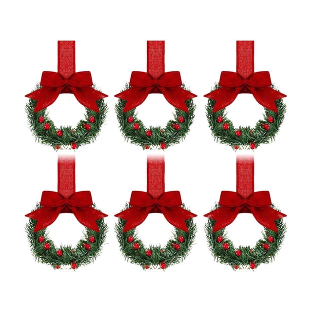 Light up Wreath Christmas Outdoor Light up Wreath Outdoor Front Door Wreath Christmas Springtime Wreath Wreath Form 6PCS Christmas Kitchen Cabinet Wreaths With Ribbon Mini Christmas Wreath Small