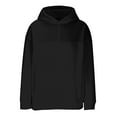 thumbnail image 4 of Jinhomg Thin Fleece Sweatshirt for Women Fall Winter Oversized Comfy Long Sleeve Drop Shoulder Hoodies Dressy Casual Solid Pullover Tops with Pocket 90 Percent off Clearance Sale Black M, 4 of 8