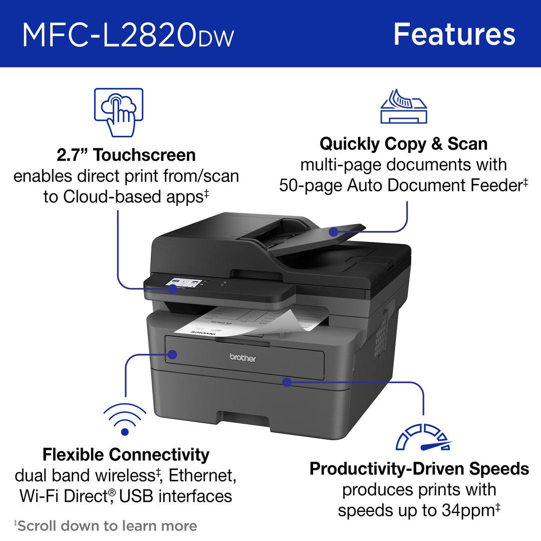 Brother MFC-L2820DW Wireless All-in-One Printer photo 2