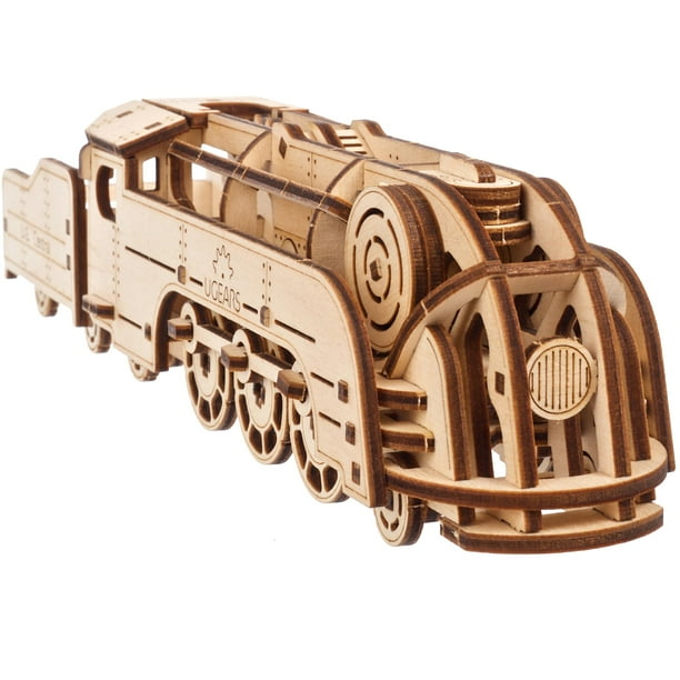 Kit de maqueta de minilocomotora UGEARS Puzzle 3D con banda elástica