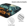 thumbnail image 4 of Halloween Throw Pillow Covers, Halloween Happy Bat Castle Halloween Decorations Square Pillow Cases with Invisible Zipper for Bed Couch Sofa, Farmhouse Halloween Decor-2 Pack 16x16, 4 of 6
