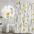 thumbnail image 4 of Polyester Fabric Yellow Spring Floral Shower Curtain, Flowers Botanical Elegant Pastoral Waterproof Bathtub Curtain Bathroom Decor Set with Hooks 66 x 72 Inches, 4 of 6