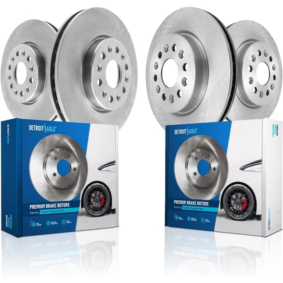 Detroit Axle - Front Rear Disc Brake Rotors for 2017-2025 Cadillac XT5, 2020-2025 XT6, 2018-2019 Buick Enclave: 13.58" Front and 12.40" Rear Rotor