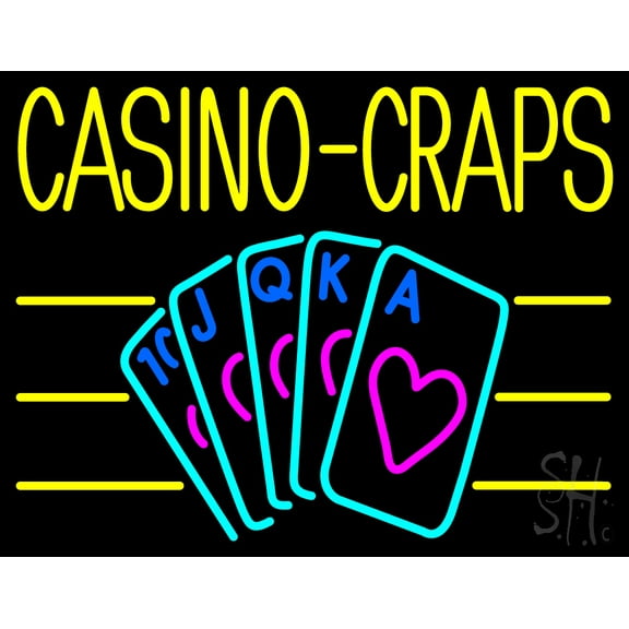 Casino Craps 1 LED Neon Sign 15 x 19 - inches, Black Square Cut Acrylic Backing, with Dimmer - Bright and Premium built indoor LED Neon Sign for wall décor, arcarde, and storefront.