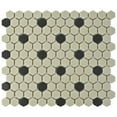 thumbnail image 3 of somertile fxlghwd hex porcelain floor and wall tile, 10.25" x 12", antique white with black dot, 3 of 7