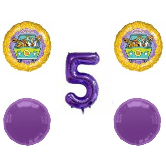 5th Fifth Scooby Birthday Balloons Decoration Supplies Party