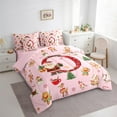 thumbnail image 4 of Manfei Red Initial O Letter 7pcs Bedding Comforter Set, Kawaii Cartoon Santa Claus Queen Bedding Sets, Christmas Reindeer Reversible Queen Sheet Sets, Luxury Bedroom Decor, 4 of 8