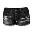 thumbnail image 2 of WEHUSE Women Mid Rise Ripped Stretchy Jeans Shorts Frayed Raw Hem Casual Denim Shorts, 2 of 5