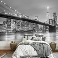 thumbnail image 2 of wall26 - Brooklyn Bridge and New York City Manhattan Downtown Skyline at Dusk with Skyscrapers - Removable Wall Mural | Self-Adhesive Large Wallpaper - 66x96 inches, 2 of 6