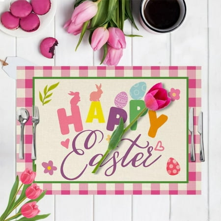

Easter Placemat Waterproof Tablemat Printed Placemats Table Mat Heat Resistant Non-slip Tea Coffee Drink Cup Coasters
