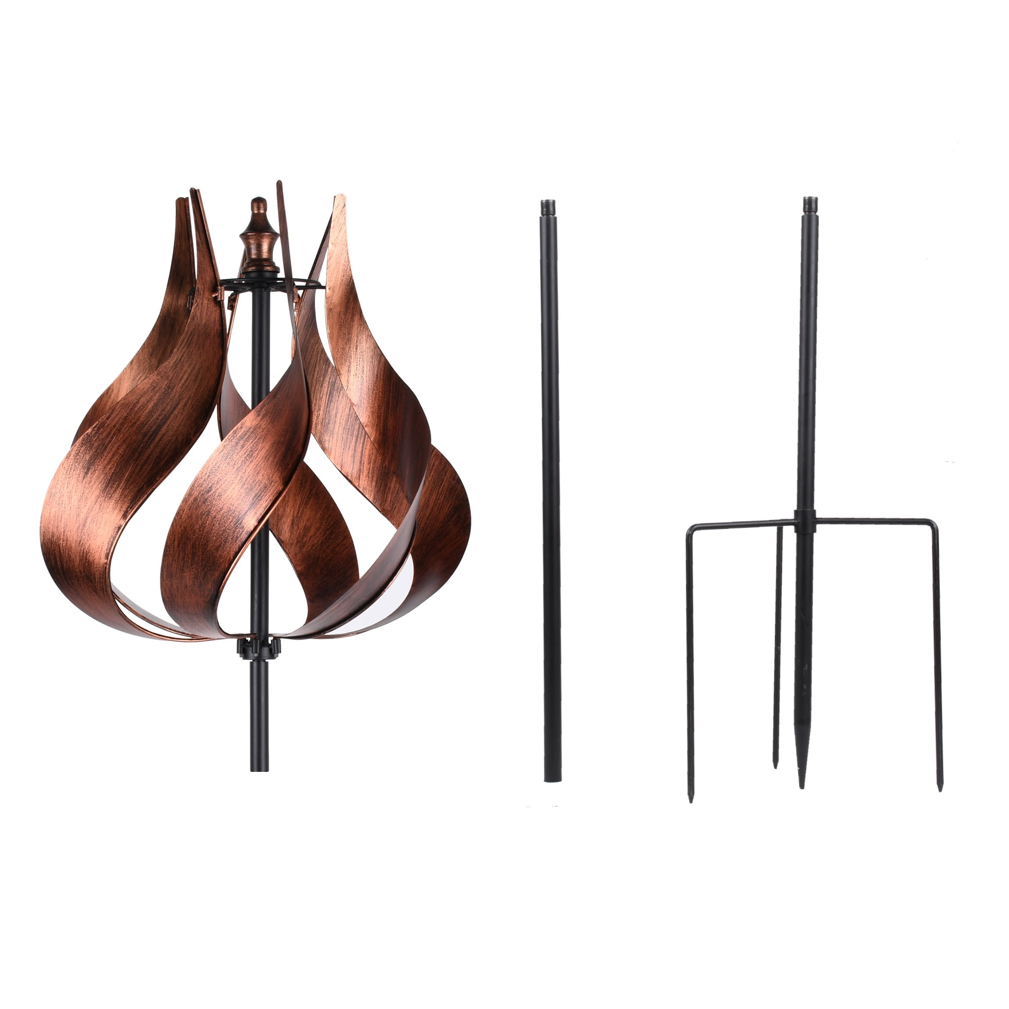 Teamson Home Outdoor Tulip Kinetic Windmill Sculpture, Tangerine