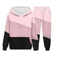 thumbnail image 5 of Girls Boys Hoodie and Sweatpants Color Block Fleece Sweatsuit 2 Piece Jogger Set Tracksuit Fall Winter Outfits New Matching Sets Girls Clothing Workout Watermelon Red 14-15 Years, 5 of 6