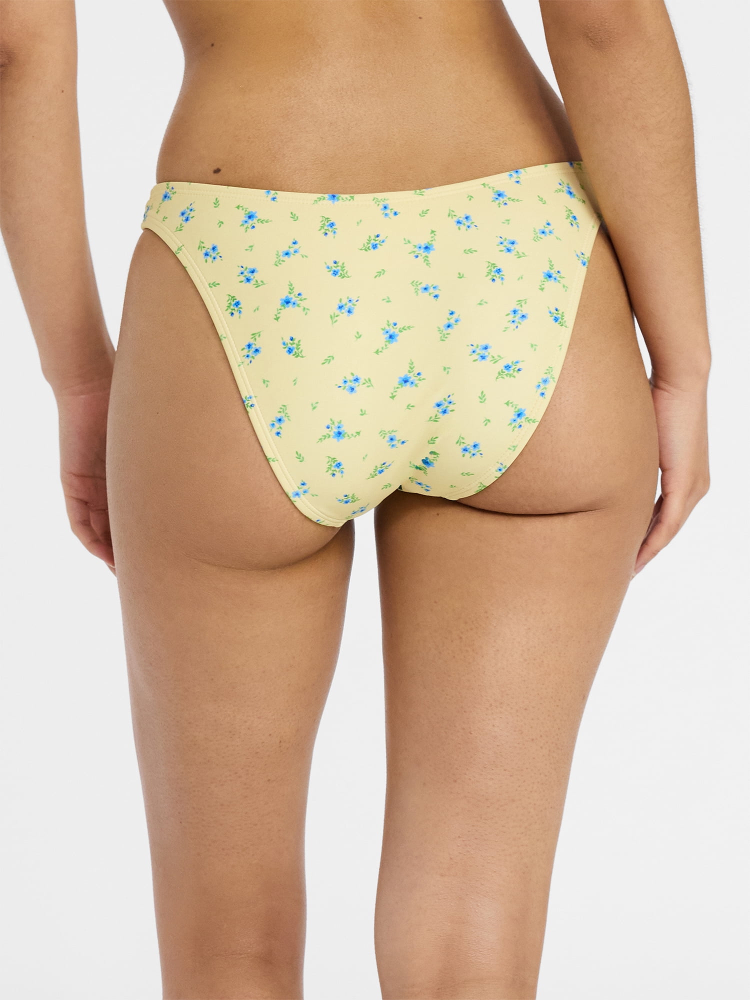 No Boundaries Femme Floral Print High Cut Bikini Bottoms, Women’s XXS-XXL