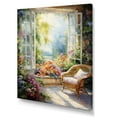 thumbnail image 2 of Designart "French Window View in Orange and Green III" Floral Canvas Wall Art - Traditional Green Window Living Room Canvas Art, 2 of 6