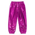 thumbnail image 3 of dPois Kids Girls Shiny Metallic Harem Pants Modern Jazz Hip Hop Street Dance Trousers Gym Athletic Hot Pink 140, 3 of 5