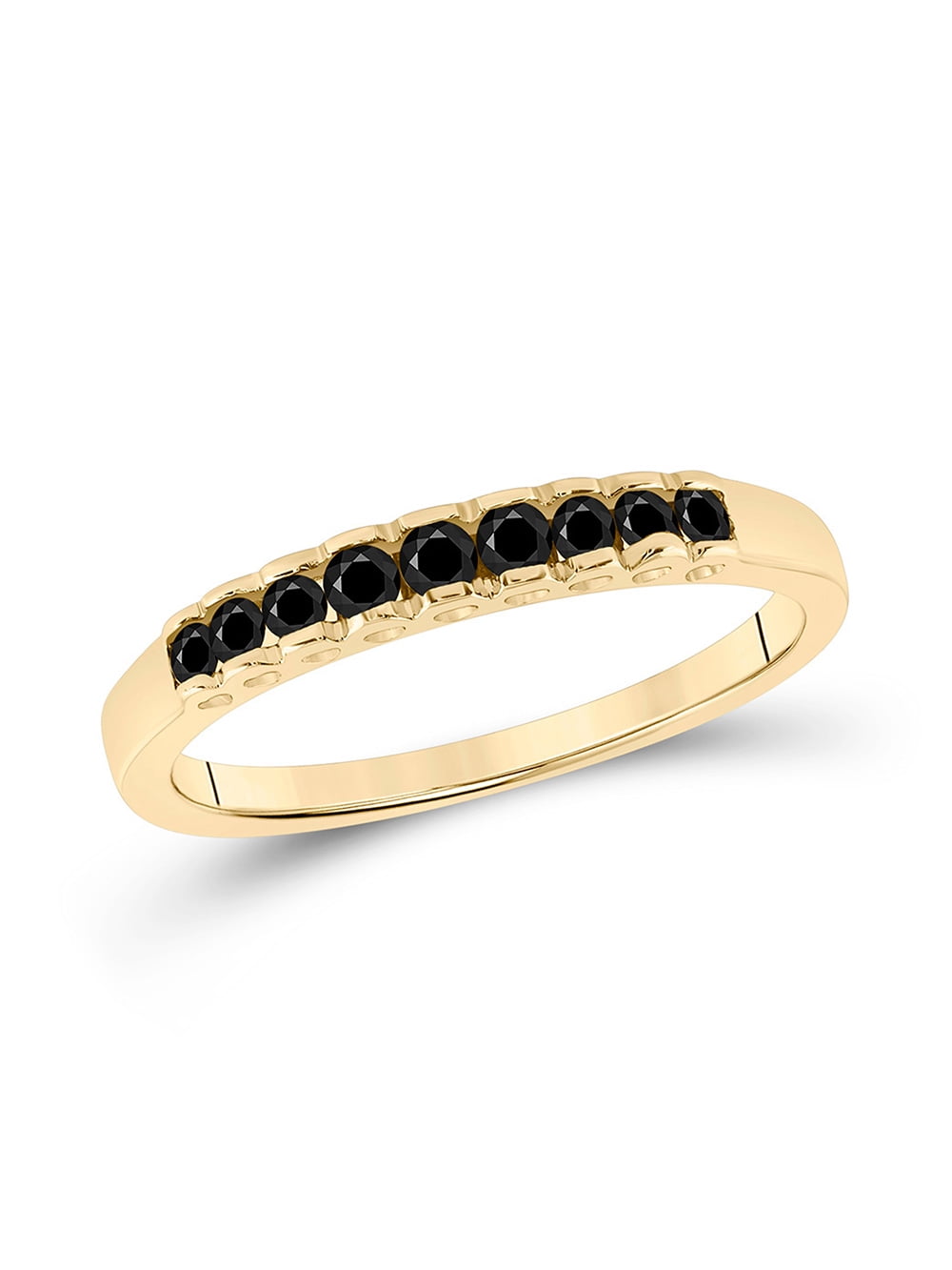10kt Yellow Gold Womens Princess Black Color Enhanced Diamond Band Ring 1/4 Cttw 