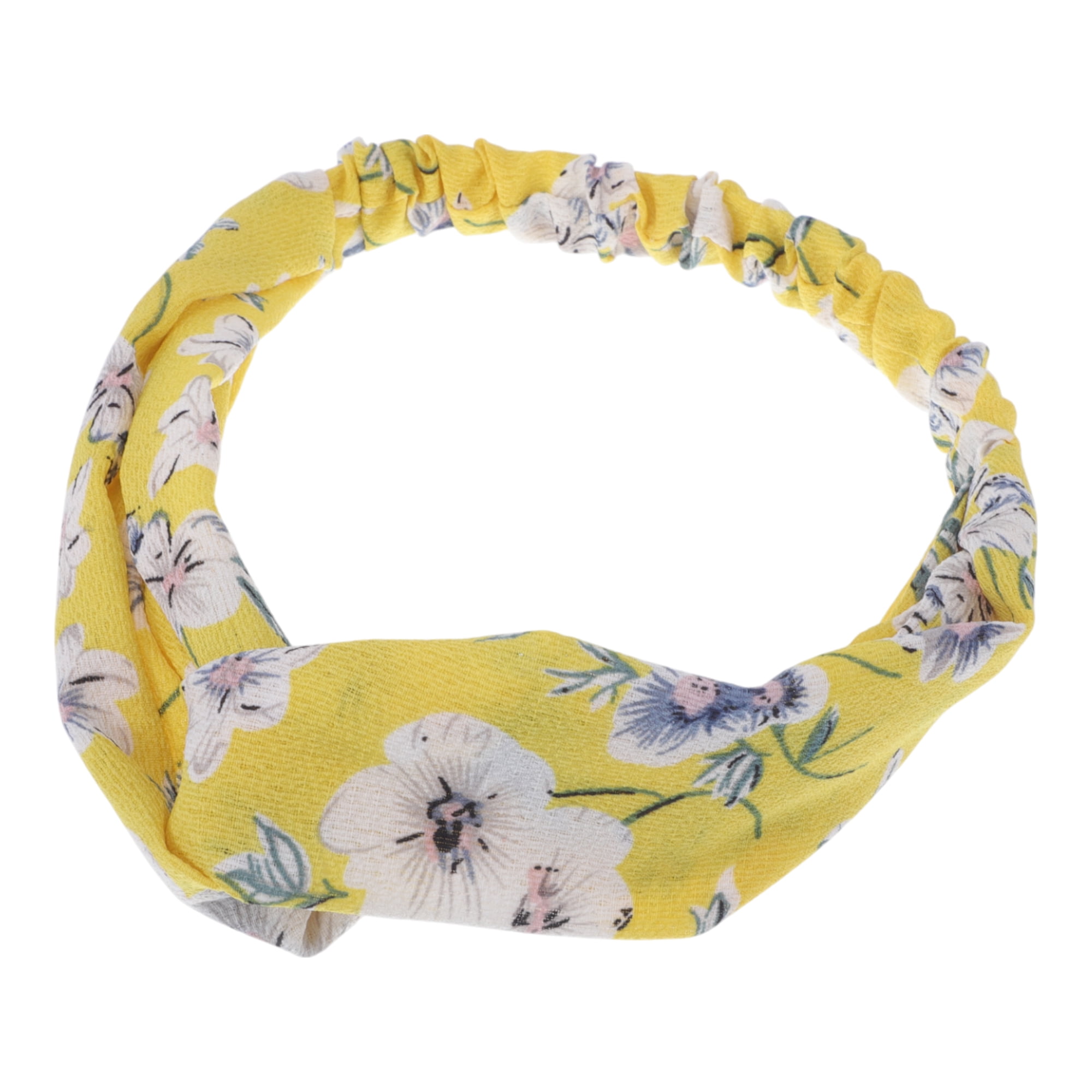 Unique Bargains Fashion Phalaenopsis Pattern Elastic Hairband 1 Pc Yellow
