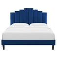 thumbnail image 4 of Channel Tufted King Platform Bed with Tapered Wood Leg Blue Saltoro Sherpi, 4 of 7