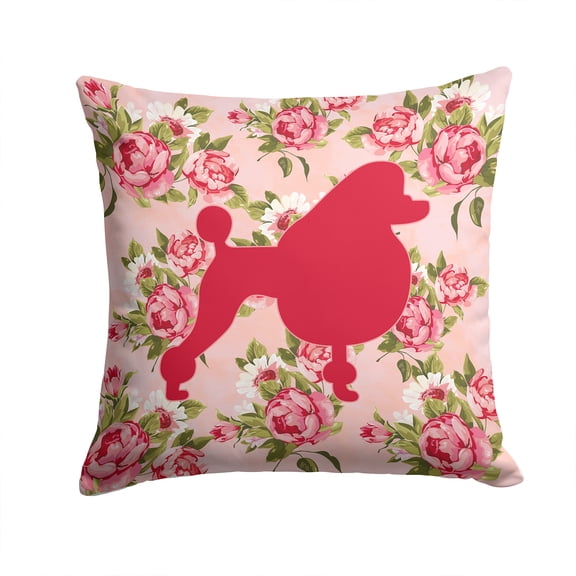 Carolines Treasures Poodle Shabby Chic Pink Roses Fabric Decorative Pillow 14Hx14W multicolor