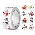 thumbnail image 1 of Fiudx juguetes Rollo de pegatinas de muñeco de nieve, etiquetas de sobres de muñeco de nieve de Navidad, rollo de pegatinas de muñecos de nieve surtidos de Navidad para niños, decoración de regalo de, 1 of 6