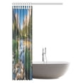 thumbnail image 2 of MYPOP Lake Shower Curtain, Scenic Mountain with Pine Trees and Flowing River Colorful Foliage Daytime Sunshine Nature Fabric Bathroom Set with Hooks, 48 X 72 Inches, 2 of 2