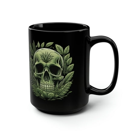 

Plant Skull Black Mug 15oz Coffee Mug Plant Lovers Scary Mug